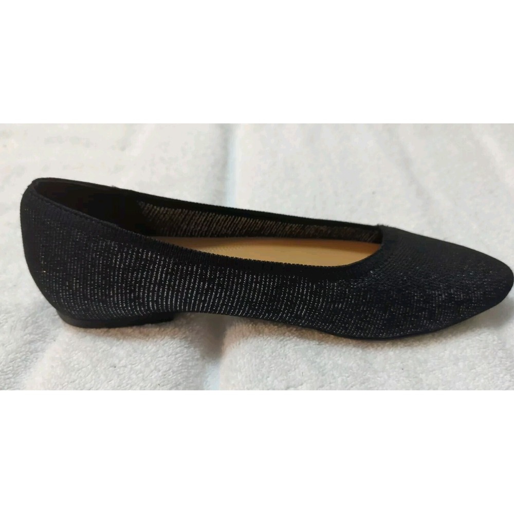 Hush Puppies Sadie Knit Asymmetric V Cut Shimmer Metallic Ballet Flats Womens 7 - Picture 9 of 11